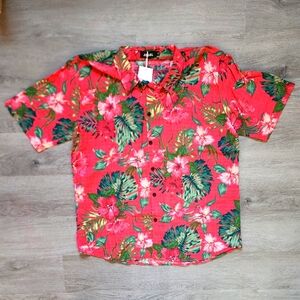NWT JOGAL Men's Hawaiian Lightweight Short Sleeve Button Down Shirt X-Large XL